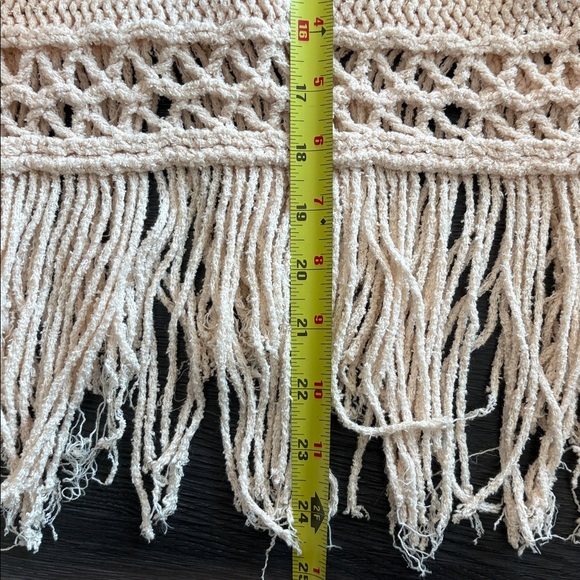 Free People higher love medium Open-Knit Fringe Crochet Sweater in Cream - Picture 6 of 7